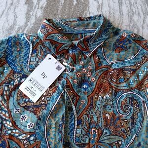 Denim & Flower Men's Short Sleeve Paisley VISCOSE Shirt New Size Medium